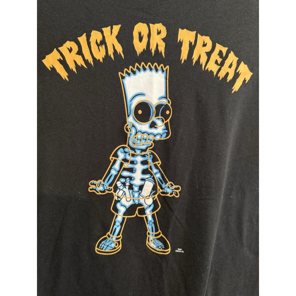 Simpsons Bart Trick Or Treat Skeleton Tshirt Halloween Treehouse Horror Tee Sz L